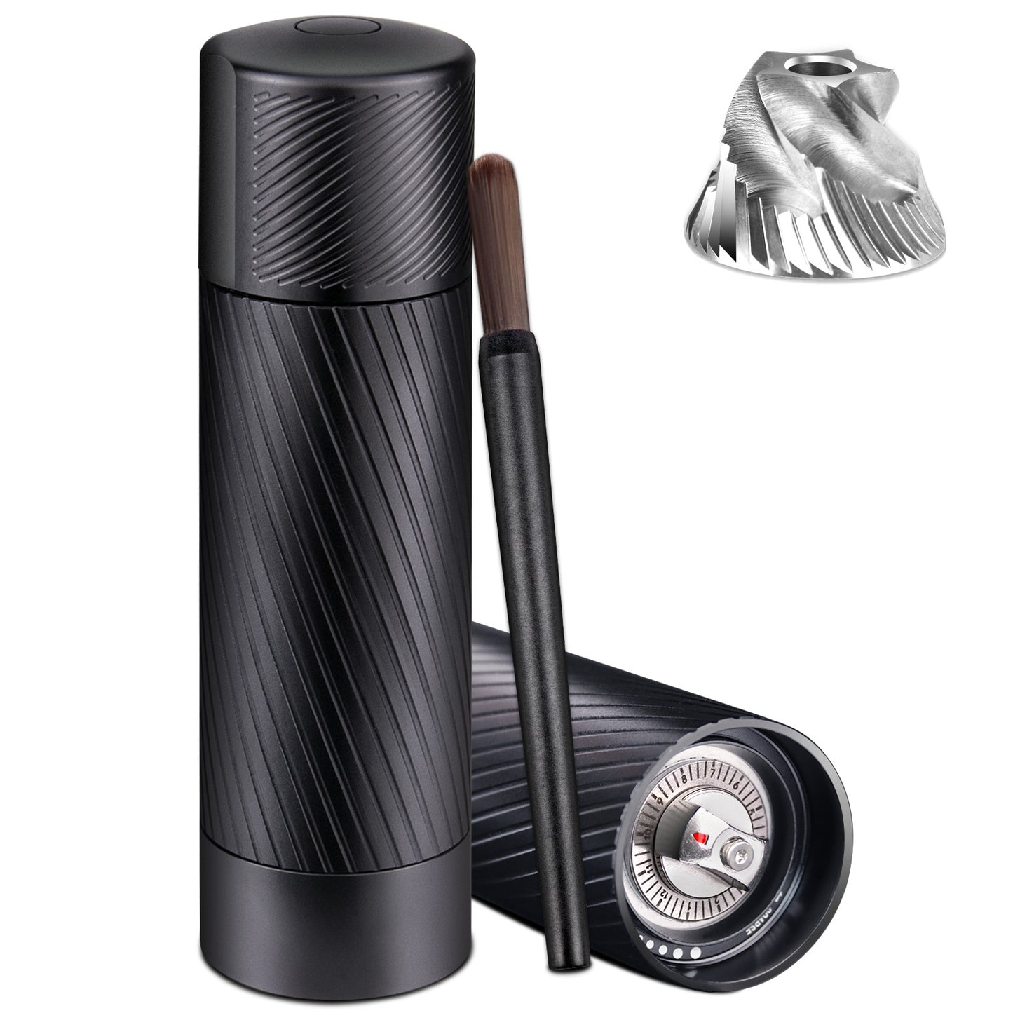 Pepper Grinder Metal, Homnoble Professional Grade Pepper Grinder, Heavy Duty Pepper Cannon, Refillable Aluminum Manual Pepper Mill with Adjustable Coarseness and Stainless Steel Blade