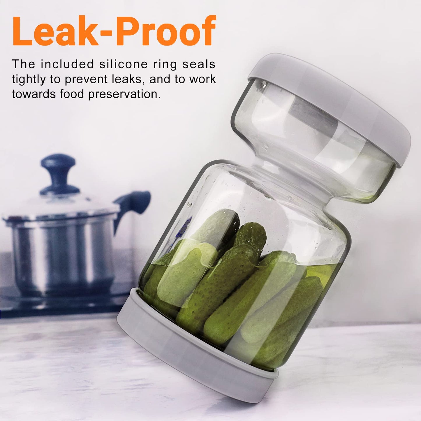 Homnoble Pickle and Olive Hourglass Jar with Strainer Flip for Pickle Juice Separator from Wet and Dry, Upgrade Food-grade ABS Lid and BPA Free Hourglass Pickle Jar for Airtight Food Storage