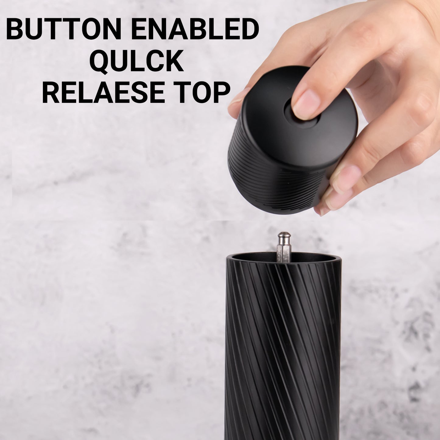 Pepper Grinder Metal, Homnoble Professional Grade Pepper Grinder, Heavy Duty Pepper Cannon, Refillable Aluminum Manual Pepper Mill with Adjustable Coarseness and Stainless Steel Blade