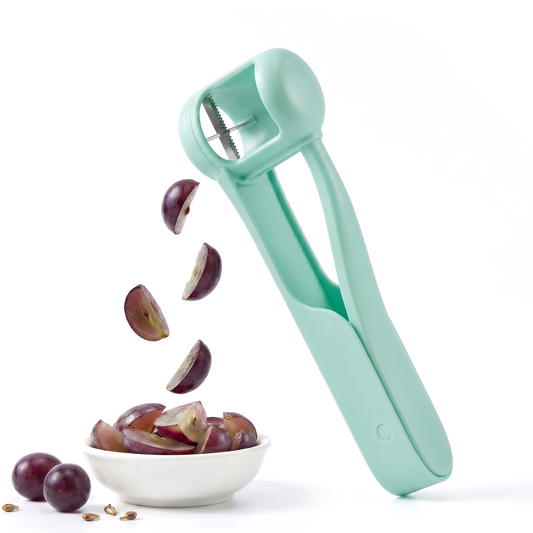 Homnoble Grape Cutter for Toddlers & Baby - Stainless Steel Grape & Cherry Tomato Slicer for Kids Lunch Box - Portable Small Fruit Quarterer Tool, Prep for Salad & Healthy Snacks