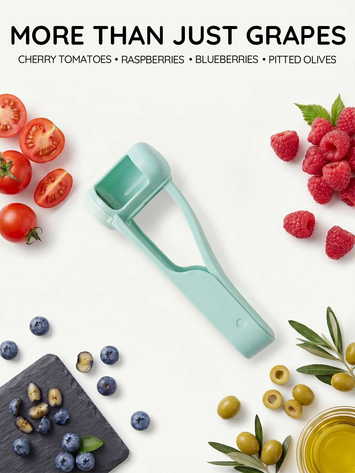 Homnoble Grape Cutter for Toddlers & Baby - Stainless Steel Grape & Cherry Tomato Slicer for Kids Lunch Box - Portable Small Fruit Quarterer Tool, Prep for Salad & Healthy Snacks