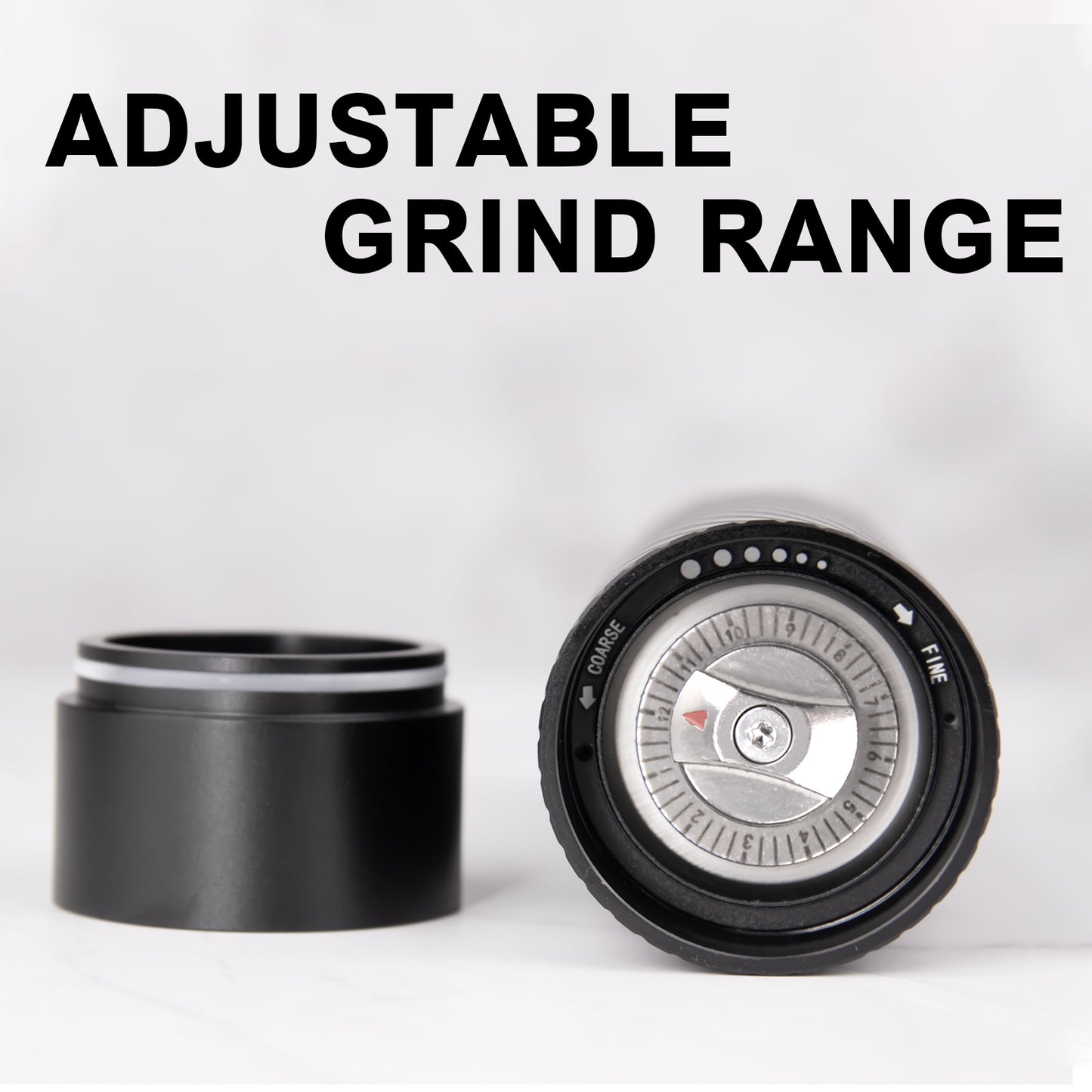 Pepper Grinder Metal, Homnoble Professional Grade Pepper Grinder, Heavy Duty Pepper Cannon, Refillable Aluminum Manual Pepper Mill with Adjustable Coarseness and Stainless Steel Blade