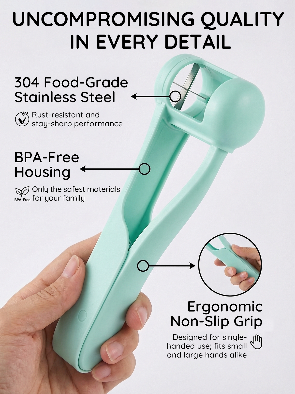 Homnoble Grape Cutter for Toddlers & Baby - Stainless Steel Grape & Cherry Tomato Slicer for Kids Lunch Box - Portable Small Fruit Quarterer Tool, Prep for Salad & Healthy Snacks