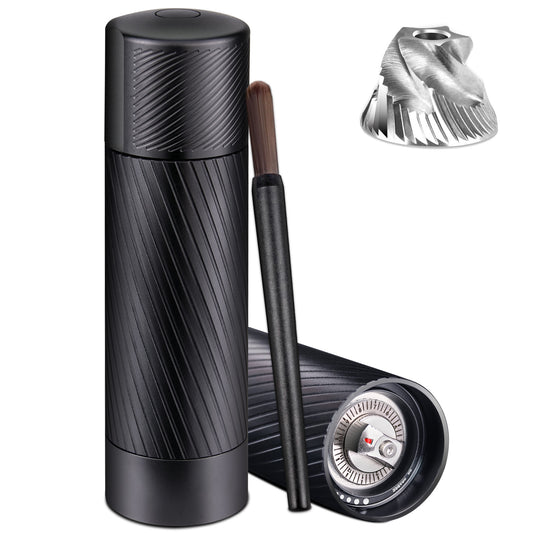 Pepper Grinder Metal, Homnoble Professional Grade Pepper Grinder, Heavy Duty Pepper Cannon, Refillable Aluminum Manual Pepper Mill with Adjustable Coarseness and Stainless Steel Blade