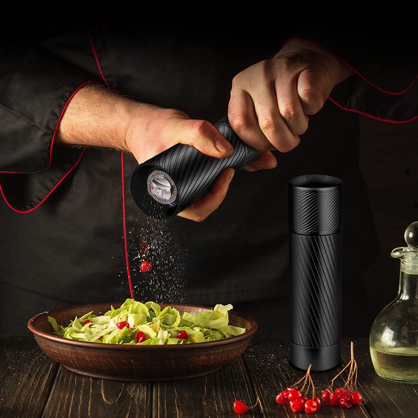 Pepper Grinder Metal, Homnoble Professional Grade Pepper Grinder, Heavy Duty Pepper Cannon, Refillable Aluminum Manual Pepper Mill with Adjustable Coarseness and Stainless Steel Blade