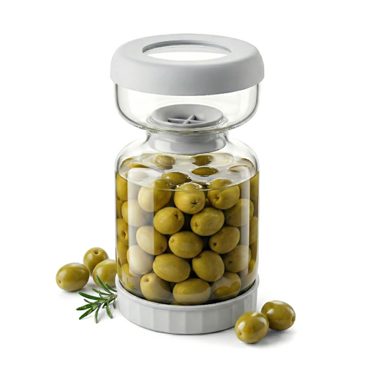 Homnoble Pickle and Olive Hourglass Jar with Strainer Flip for Pickle Juice Separator from Wet and Dry, Upgrade Food-grade ABS Lid and BPA Free Hourglass Pickle Jar for Airtight Food Storage